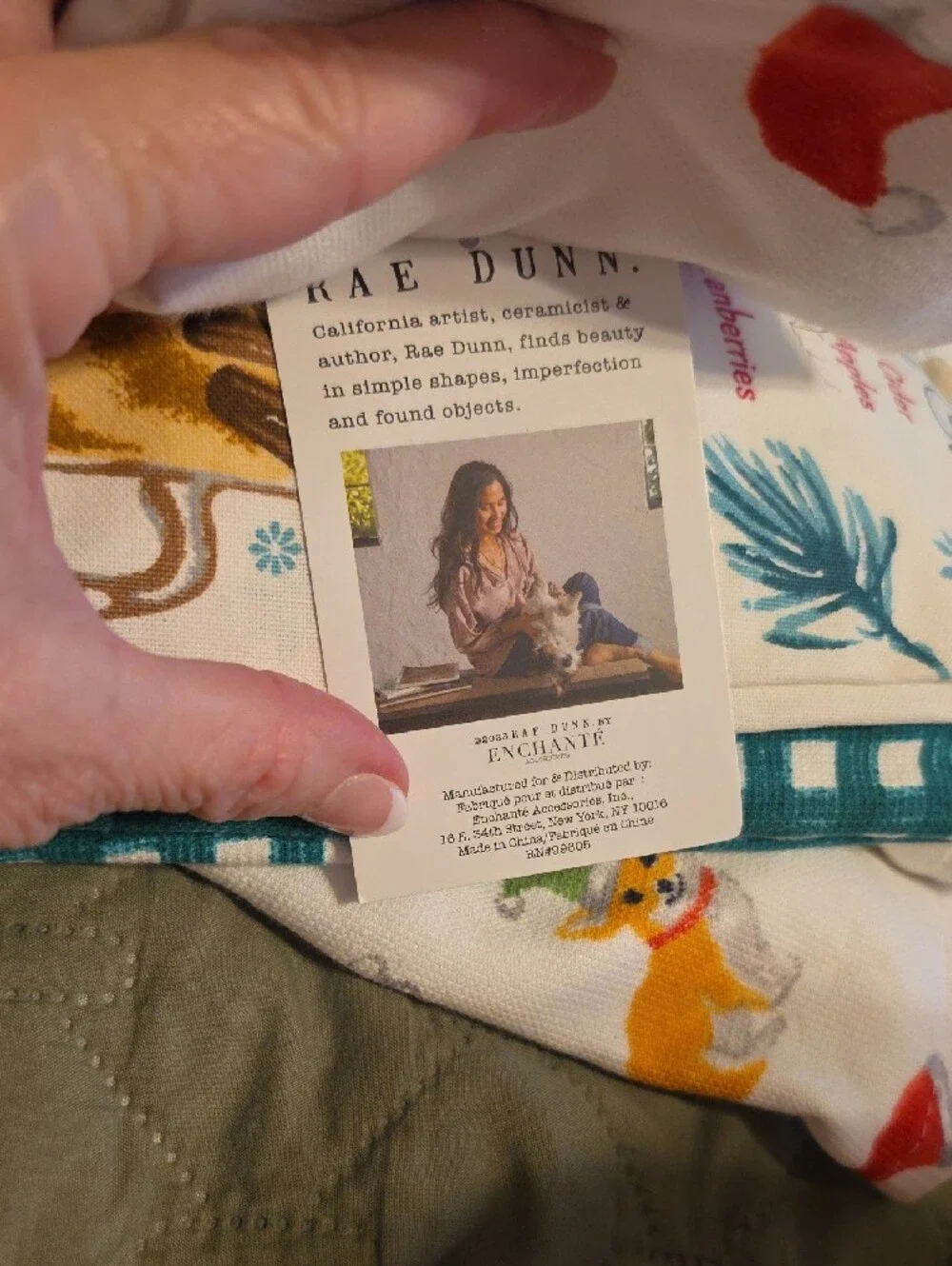 Rae Dunn White Kitchen Towels with Orange Corgi 'Santa Paws' Print NWT Set Of 3